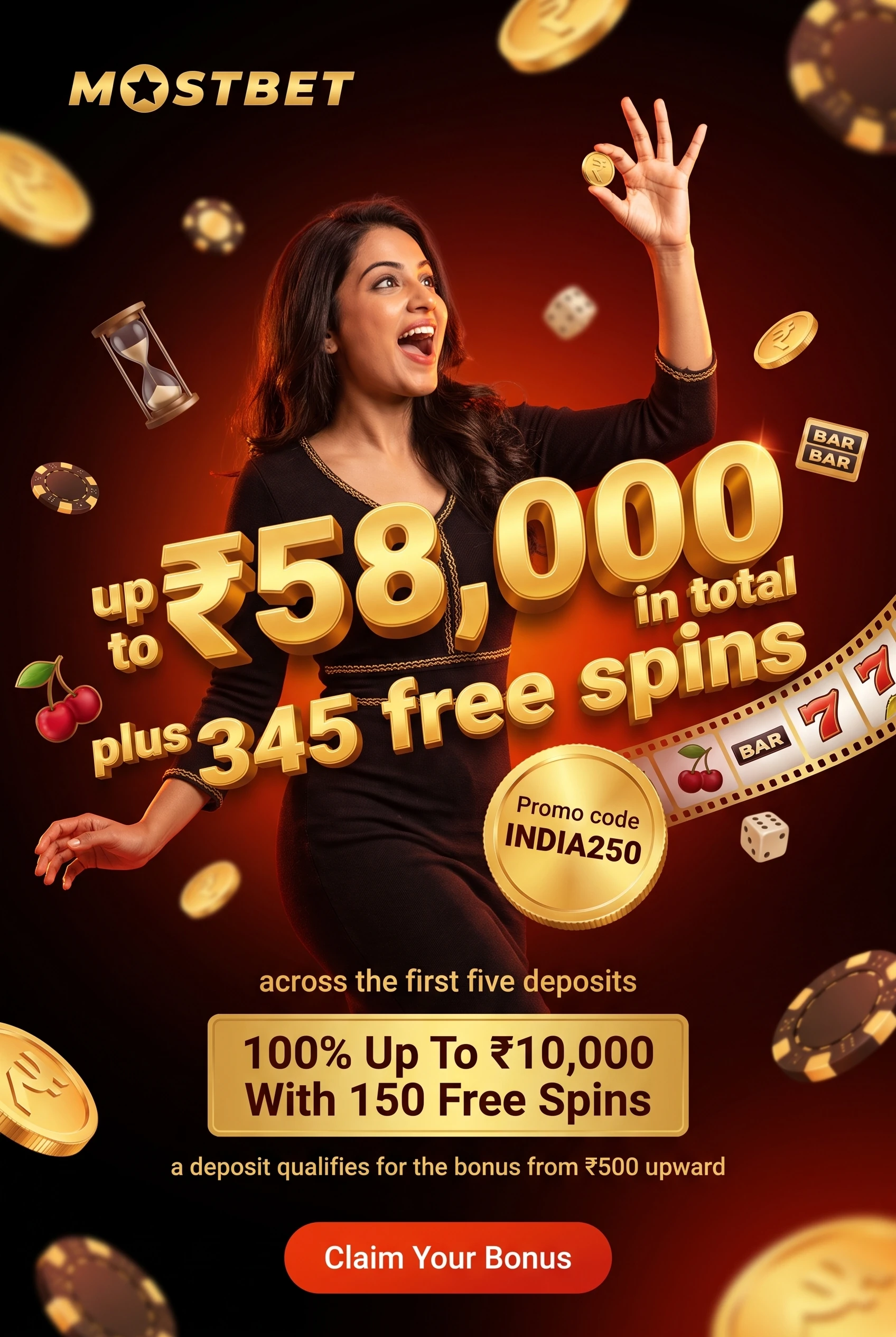 Welcome offer terms shown inside the Mostbet app