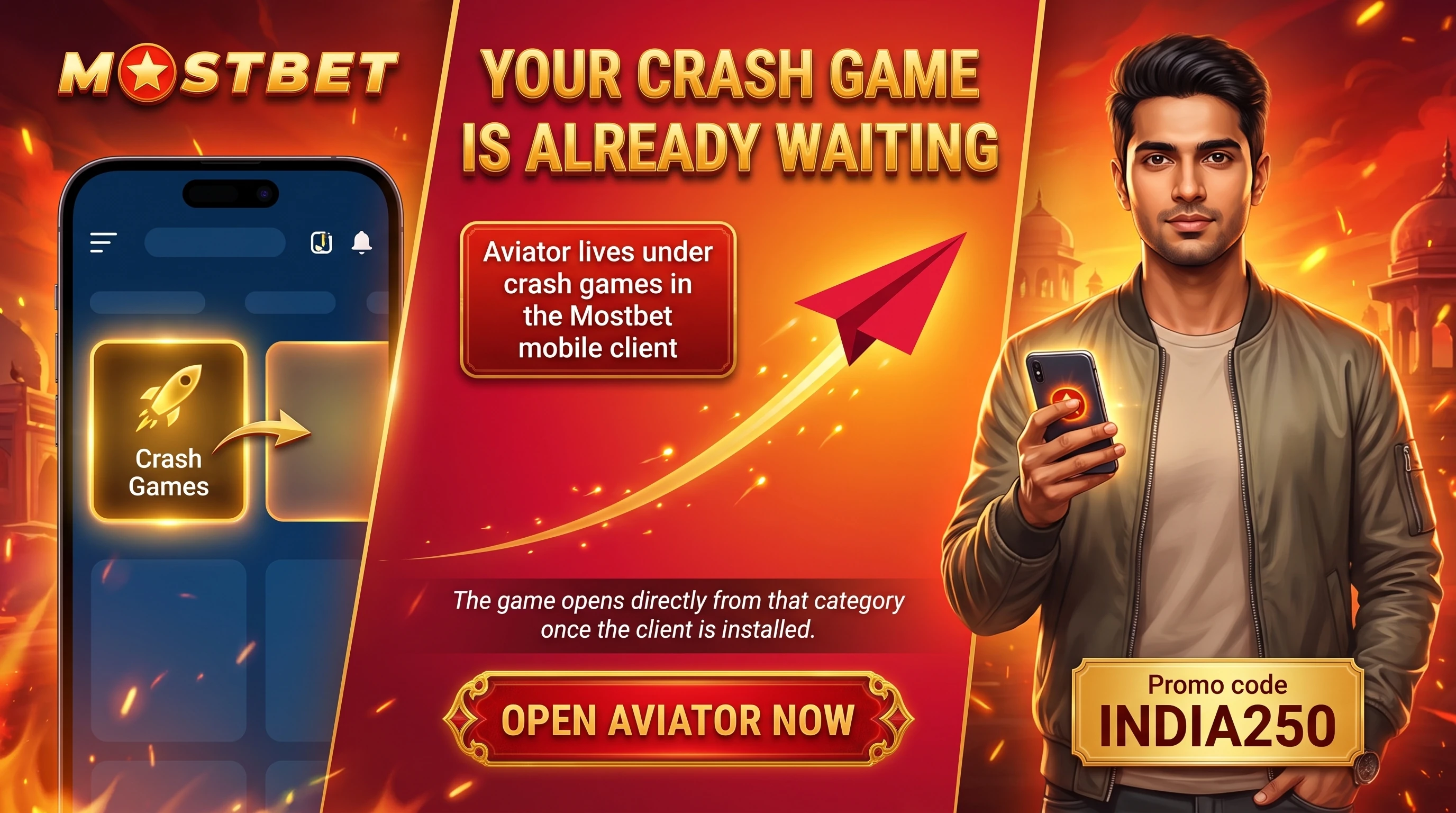 Where Aviator lives inside the Mostbet app for India