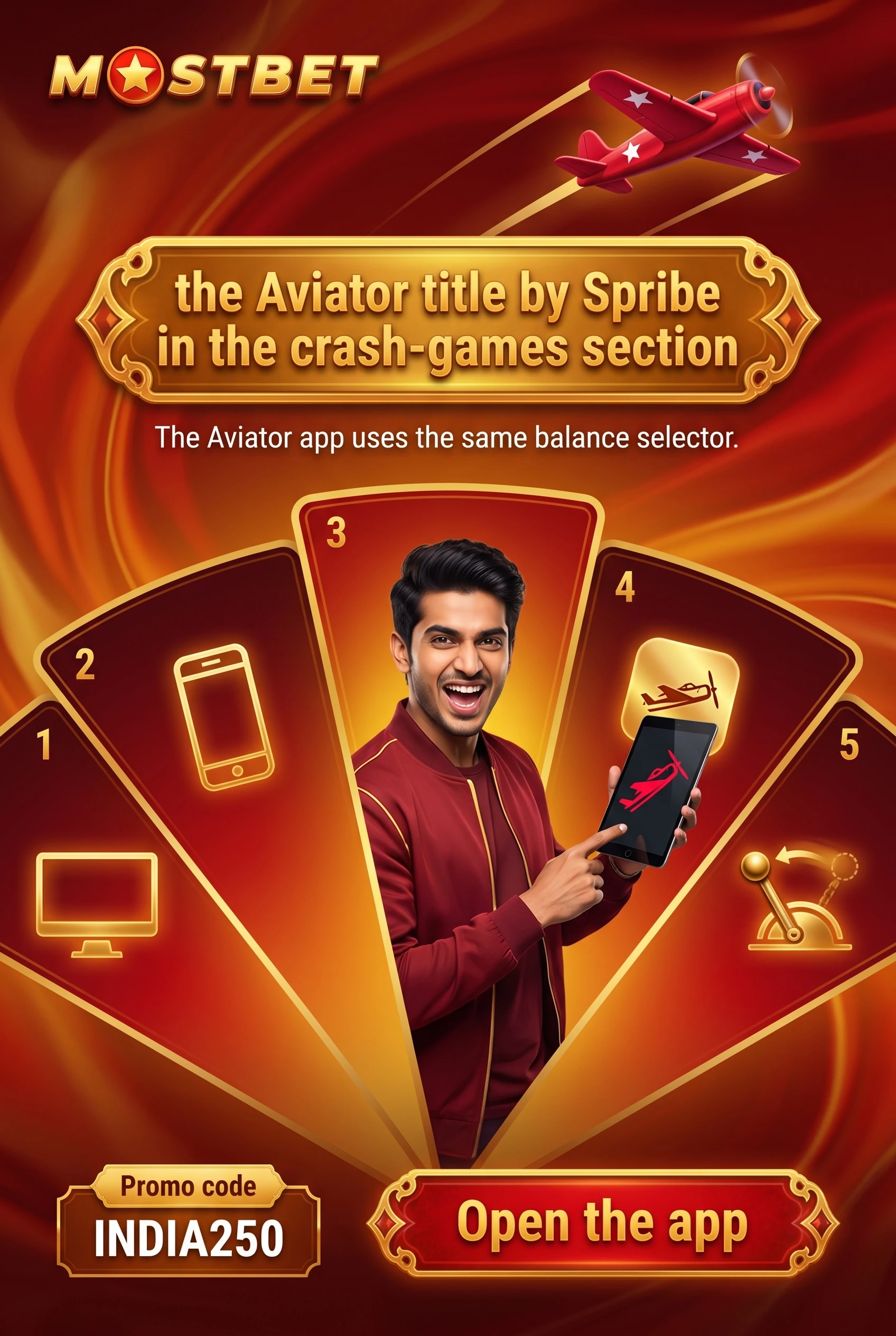Opening Aviator practice rounds from the Mostbet casino lobby on browser and app