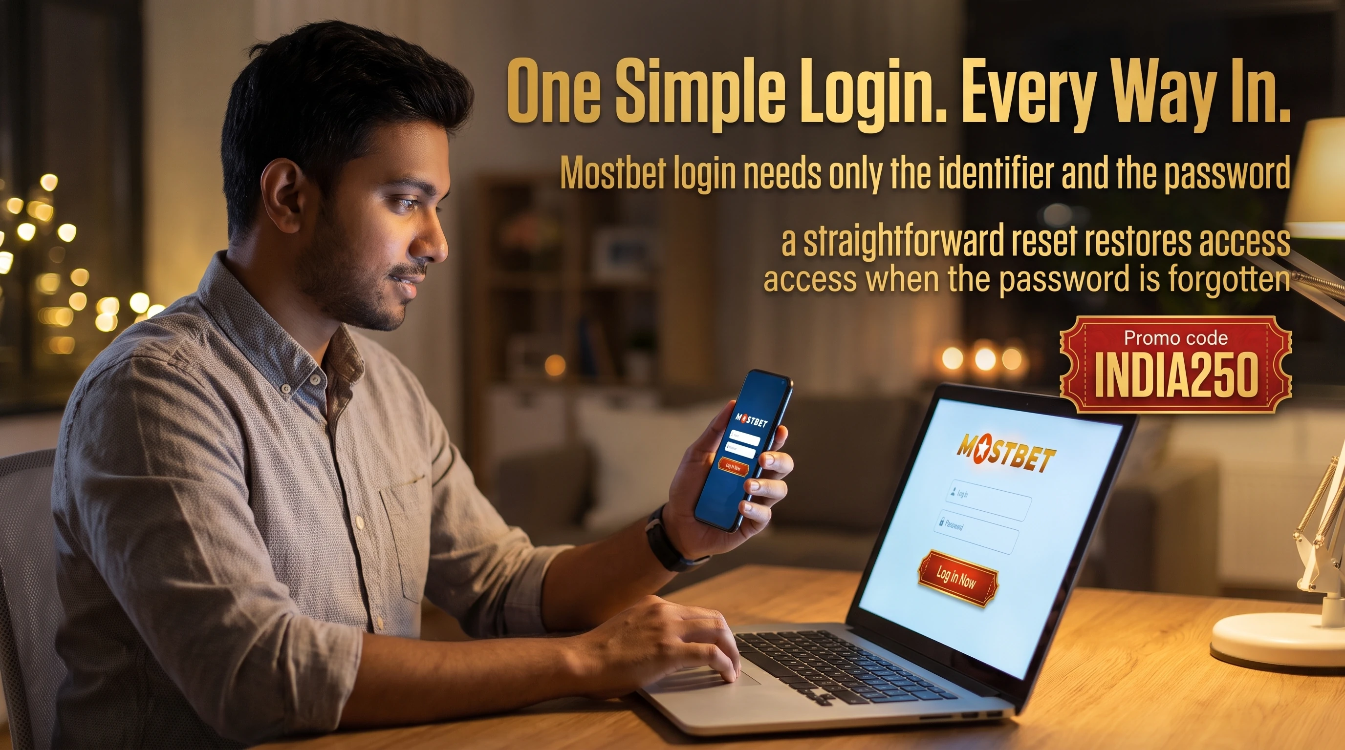 Mostbet login on the official website and in the app